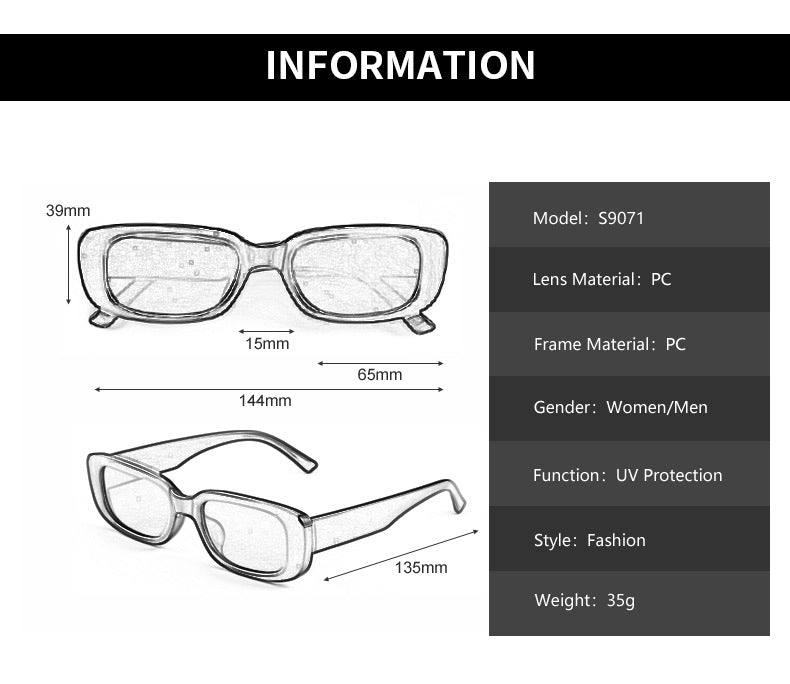 Rectangle Sunglasses For Women Men Trendy Y2k Retro 90s Sun Glasses UV Protection Cool Square Frame