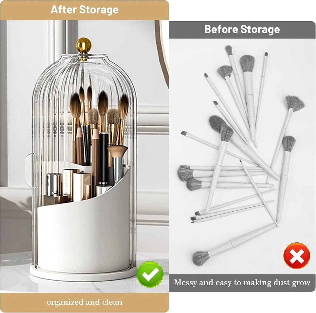 1 Toothbrush Storage Box with a Transparent Cover, 360° Rotating Sliding Opening, Dust-Proof and Water-Resistant, Suitable for Bathrooms, Bedrooms and Dressing Tables.