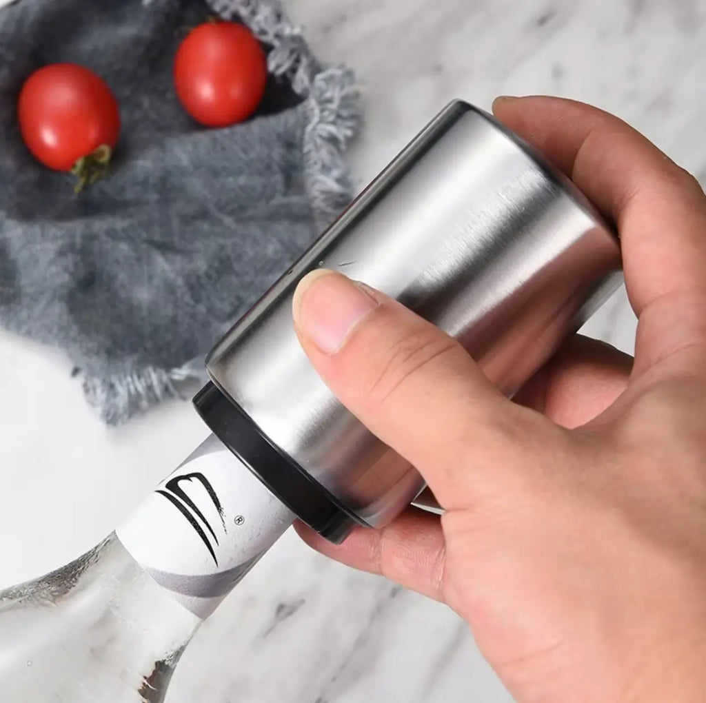 Premium Beer Bottle Opener (Silver),Magnetic Automatic Stainless Steel Pushdown Opener, No Capcan Escape, Quickopen Cap for Kitchen Home Barrestaurant Household Utensils