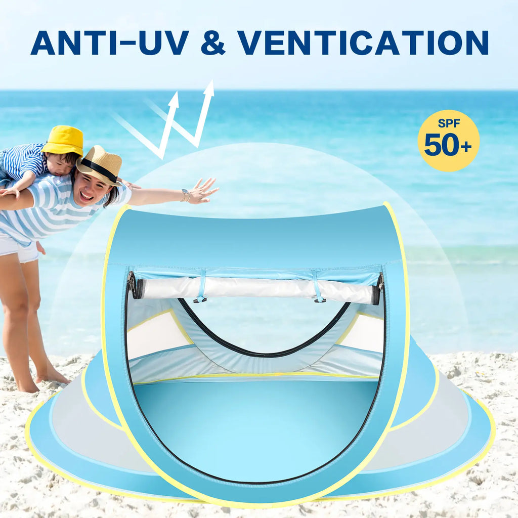 Sumbababy Summer Kids Outdoor Play Beach Tent with Sun Hat, Pop up Toddler Travel Tent , Infant Portable Playhouse, Outdoor Fun Adventure