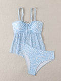 Maillot de bain bikini sexy floral avec bretelles pour femme