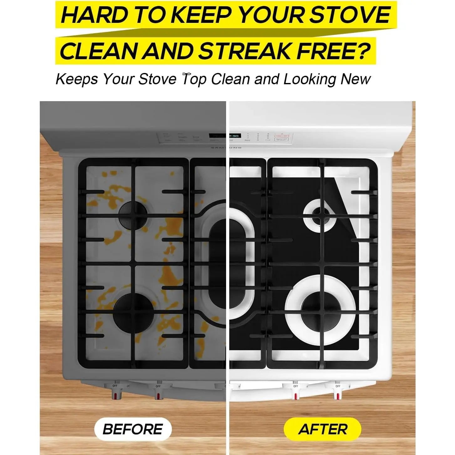 Gas Stove Silicone Burner Covers for Samsung Range Stove Guard Reusable Non-Stick Oven Liners Protectors Washable 24.4X16.3 Inch