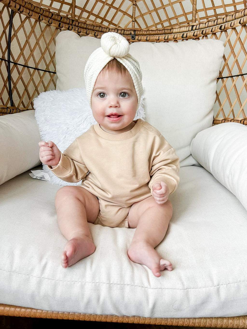 Organic Cotton Bubble Romper - Latte