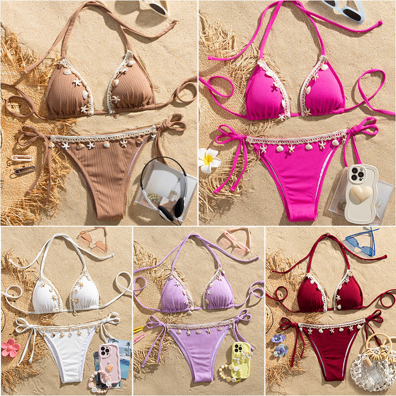 Neck-tie Swim Bikini With Adjustable Straps