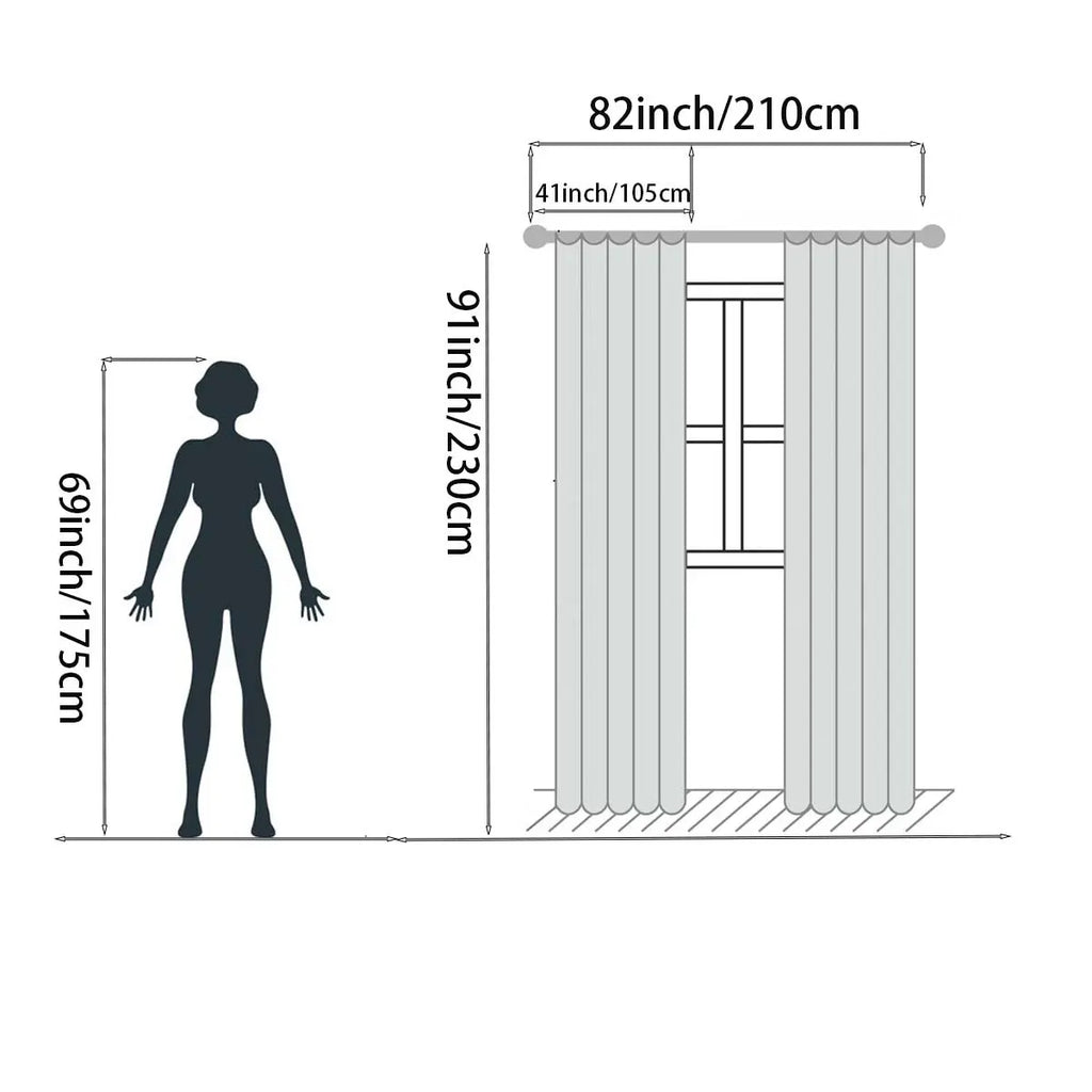 2 Piece Gradient High-End Bedroom Half Light Blocking Curtains, Semi Transparent Polyester Material, Year-Round Window Decor