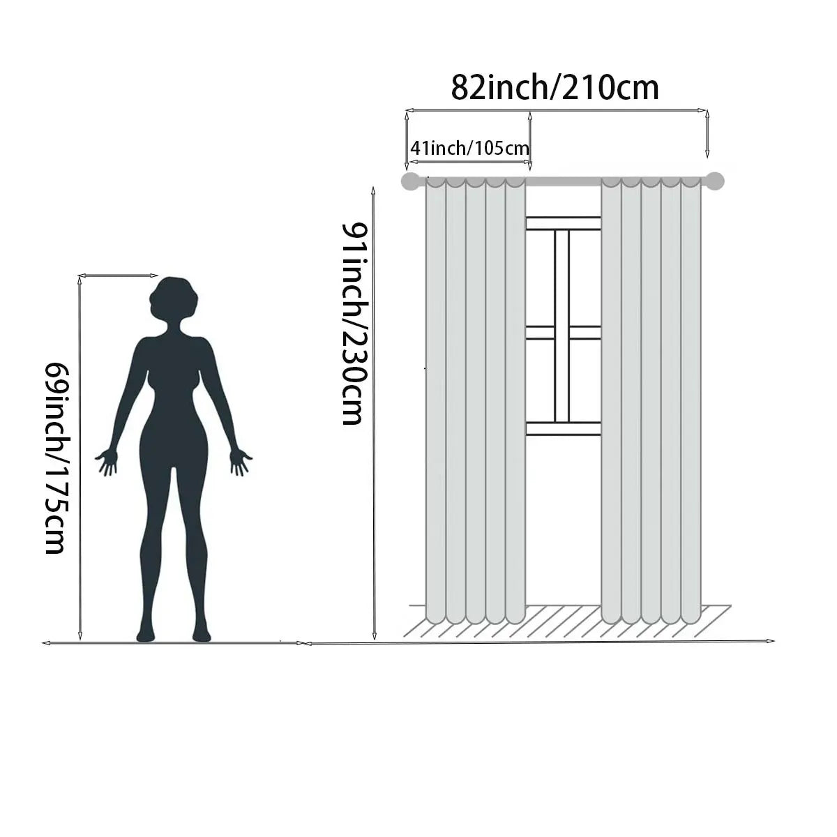 2 Piece Gradient High-End Bedroom Half Light Blocking Curtains, Semi Transparent Polyester Material, Year-Round Window Decor