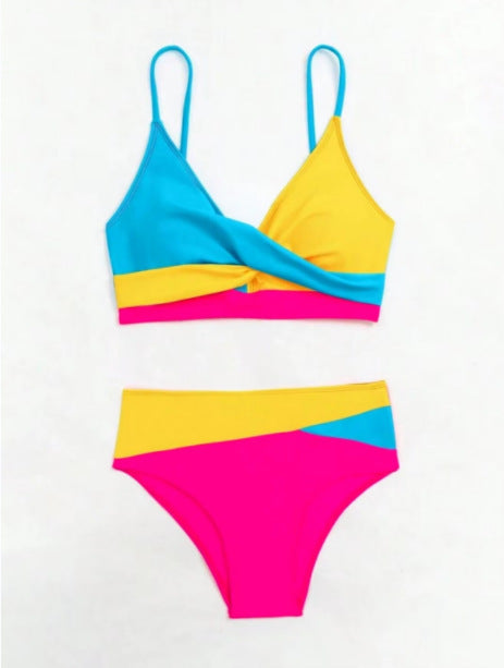 Color-Block Split Bikini Swimsuit