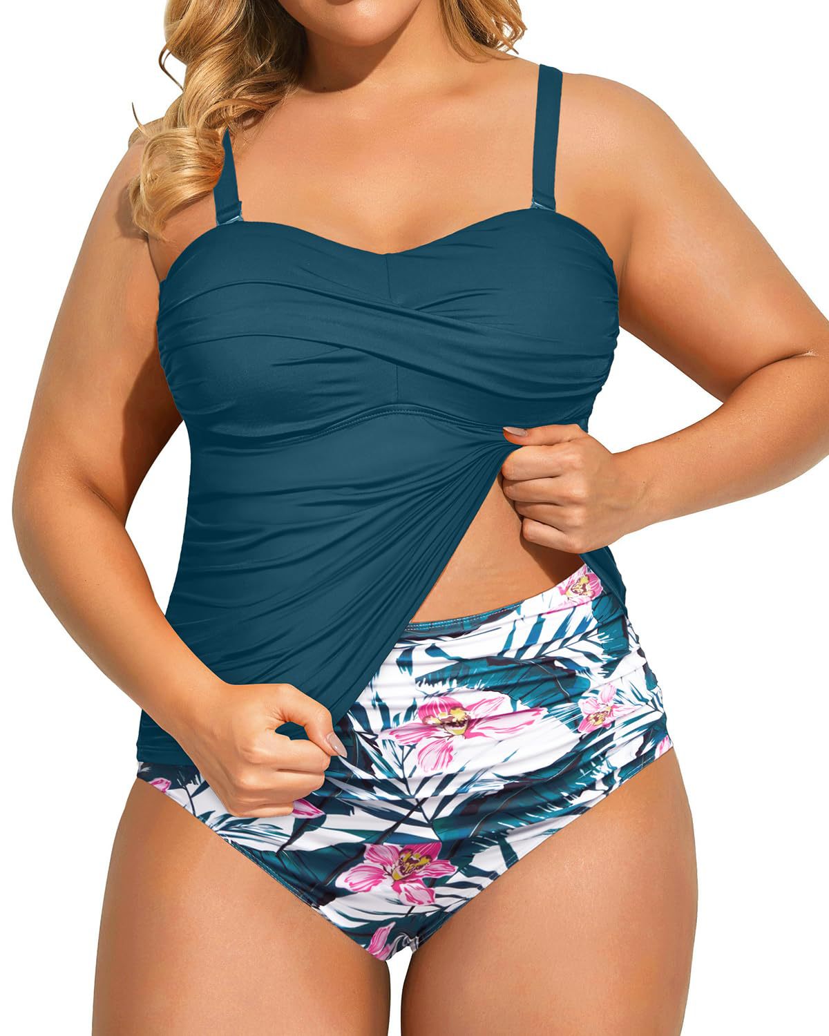 Women's Split Tankini Tummy-Control High-Waist Bikini Briefs On Amazon