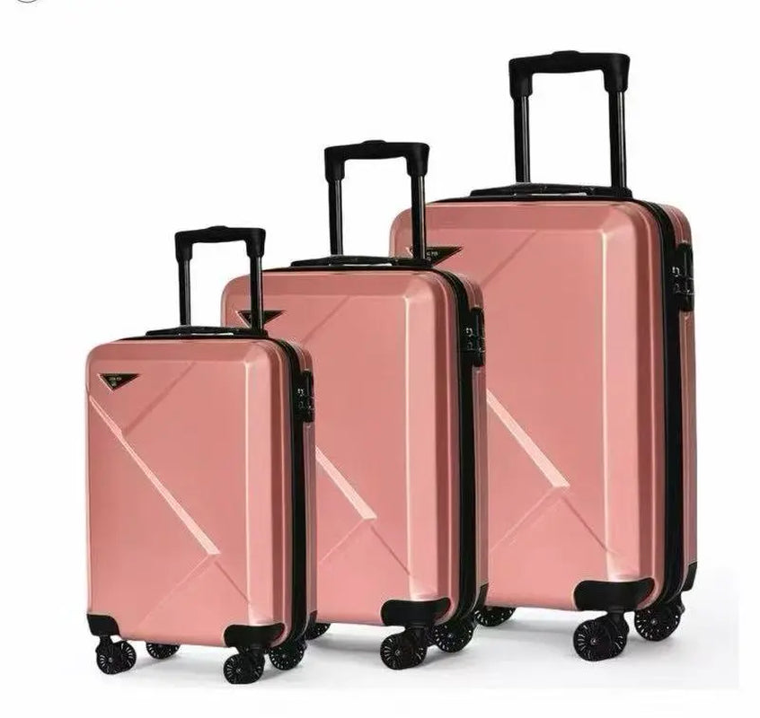3Pcs Large-Capacity ABS+PC Hard Shell Luggage Set with Spinner Wheels & Security Locks 20"/24"/28" Suitcases Multi-Color Travel Bags for Family Travel White Mint Grey Skyblue Rose Golden