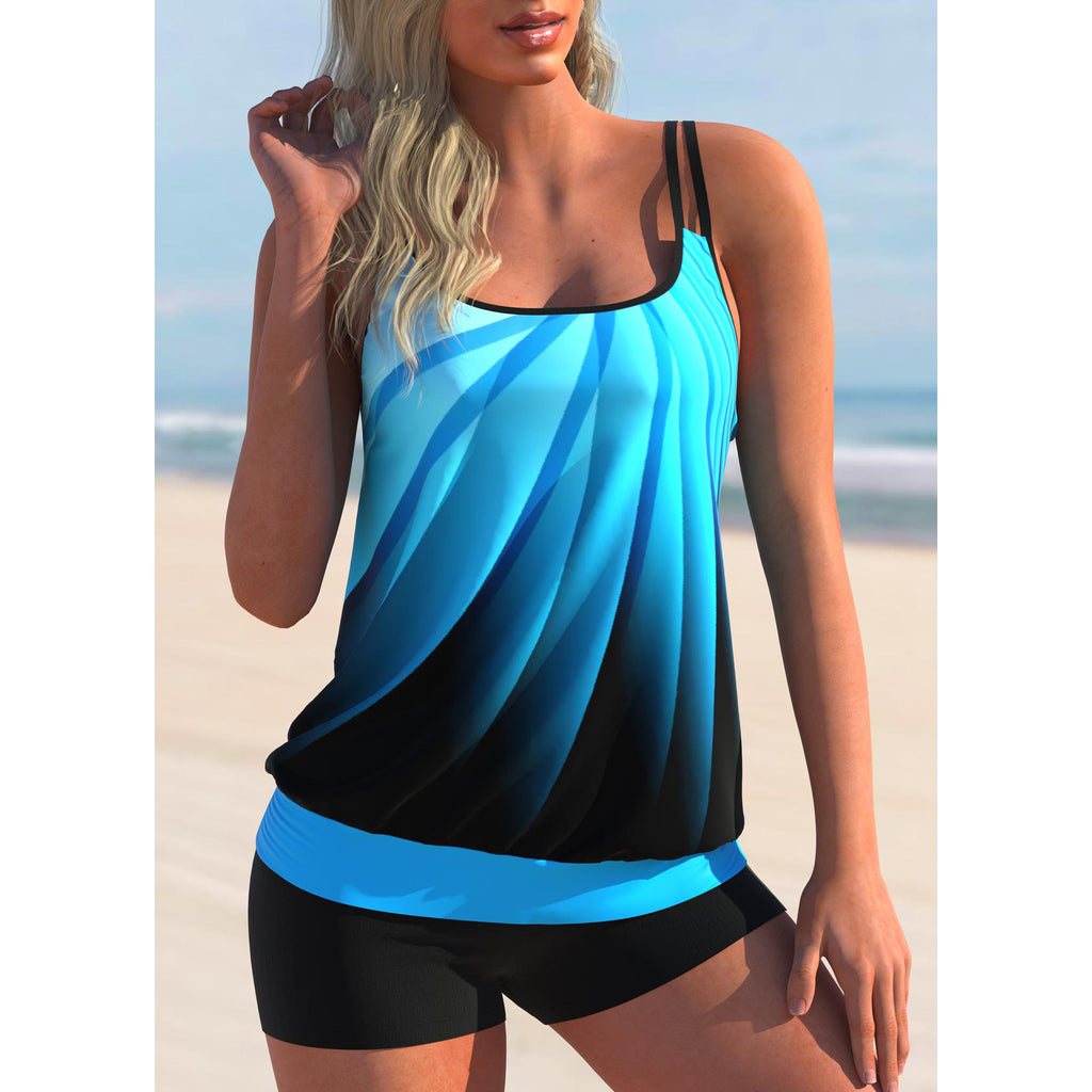 European And American Plus Size Foreign Trade Printed Swimsuit Strap Beach Shorts