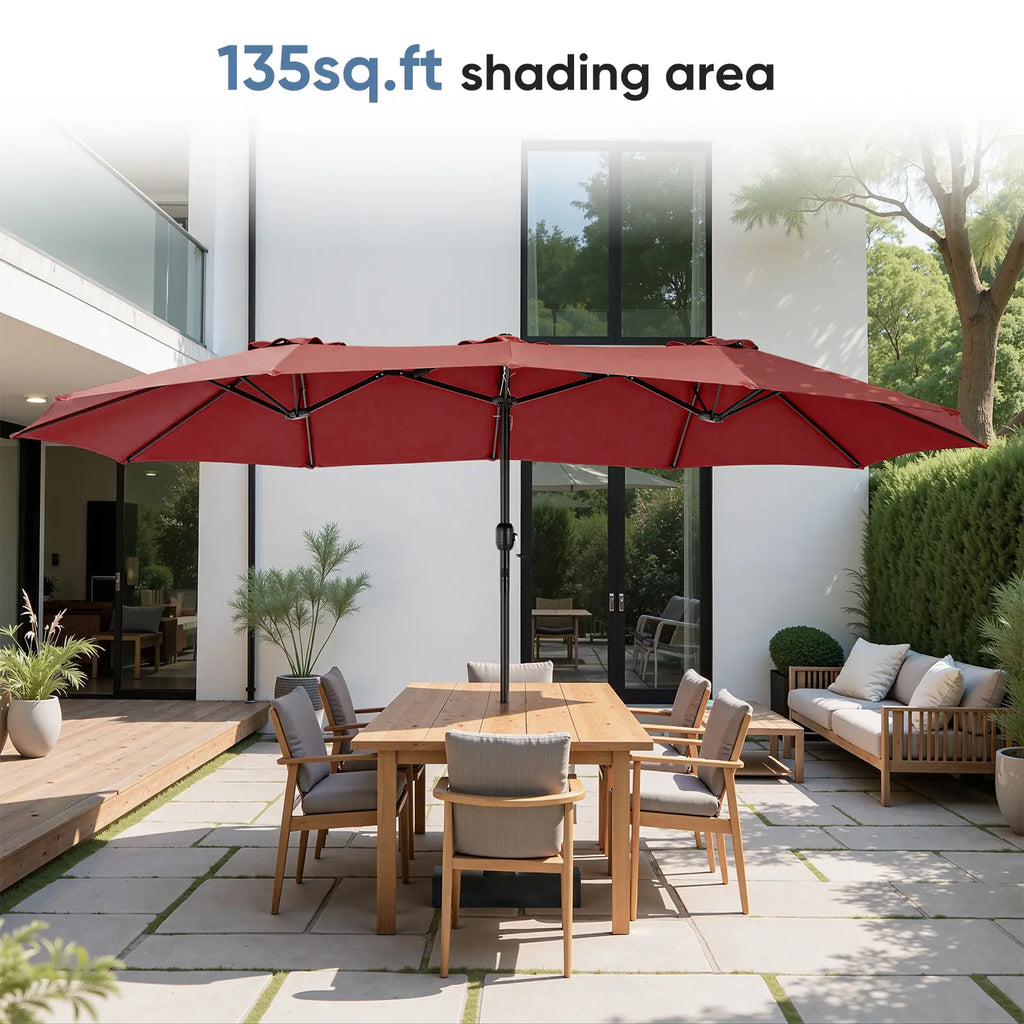 15Ft Large Patio Umbrella with Base Included, Rectangle Table Umbrella Outdoor Patio, outside Umbrellas for Deck, Market, Backyard