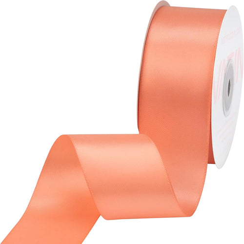 1-1/2 Inches Wide Double Faced Polyester Peach Satin Ribbon Continuous Ribbon- 25 Yard, Perfect for Wedding, Gift Wrapping, Bow Making & Other Projects