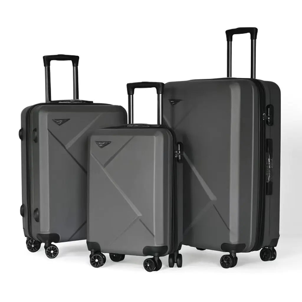 3Pcs Large-Capacity ABS+PC Hard Shell Luggage Set with Spinner Wheels & Security Locks 20"/24"/28" Suitcases Multi-Color Travel Bags for Family Travel White Mint Grey Skyblue Rose Golden