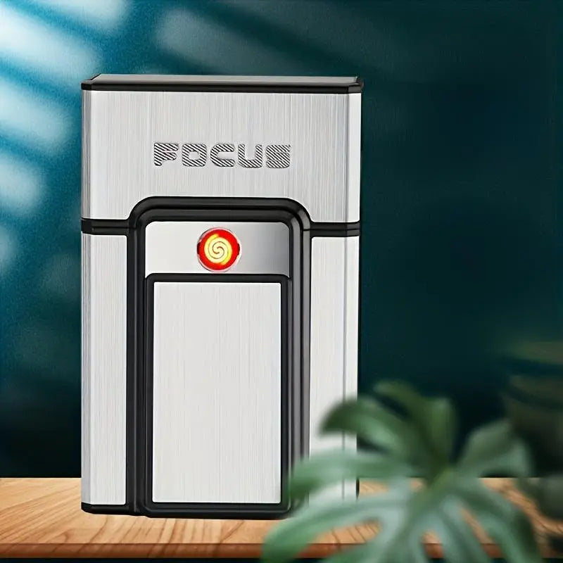 Aluminum Alloy Sliding Lighter, Waterproof and Pressure-Resistant Case and Stand, Outdoor Windproof Lighter, Rechargeable Lighter, Suitable for Men'S Daily Use.