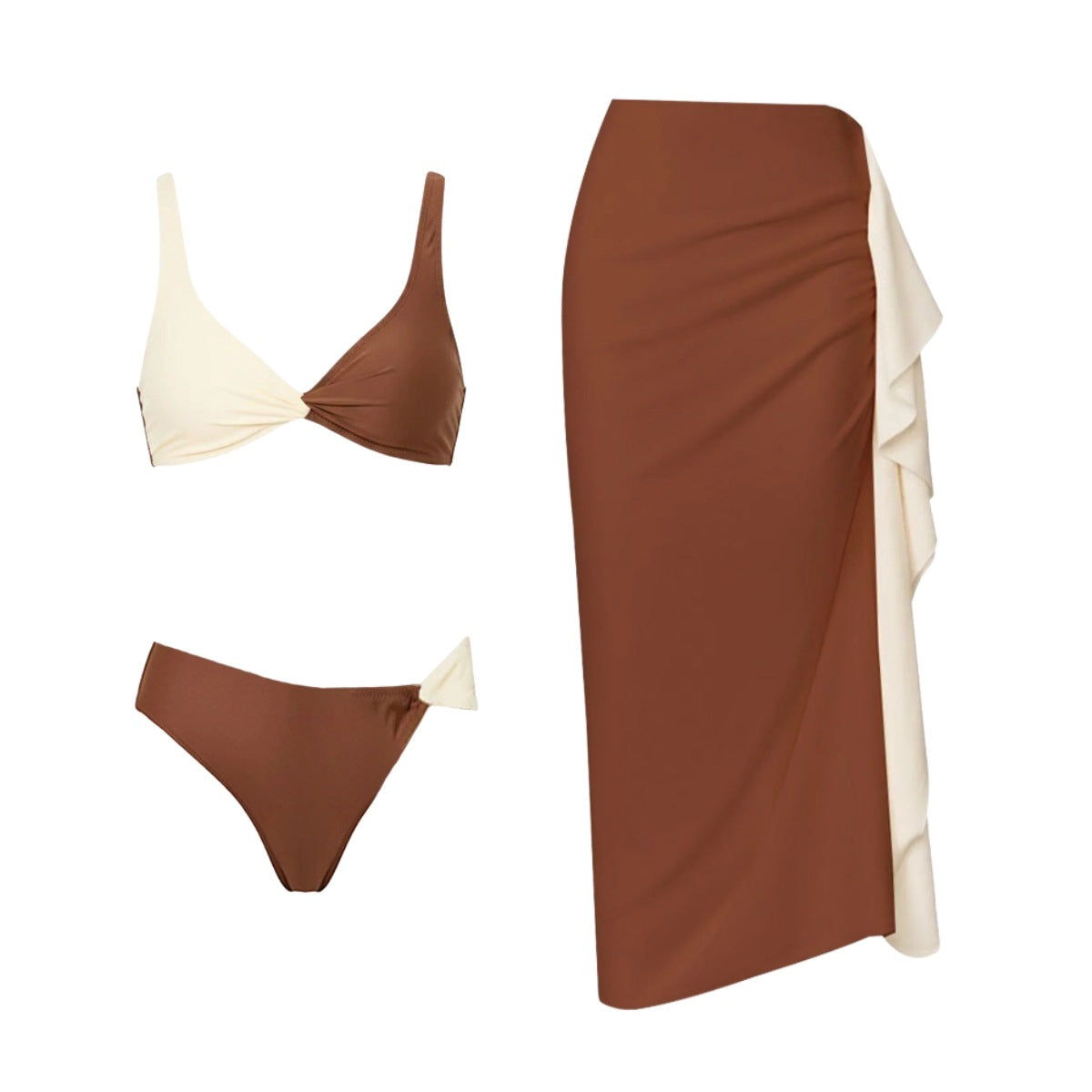 New Color-Block Simple High-End Split Swimsuit Set For Women