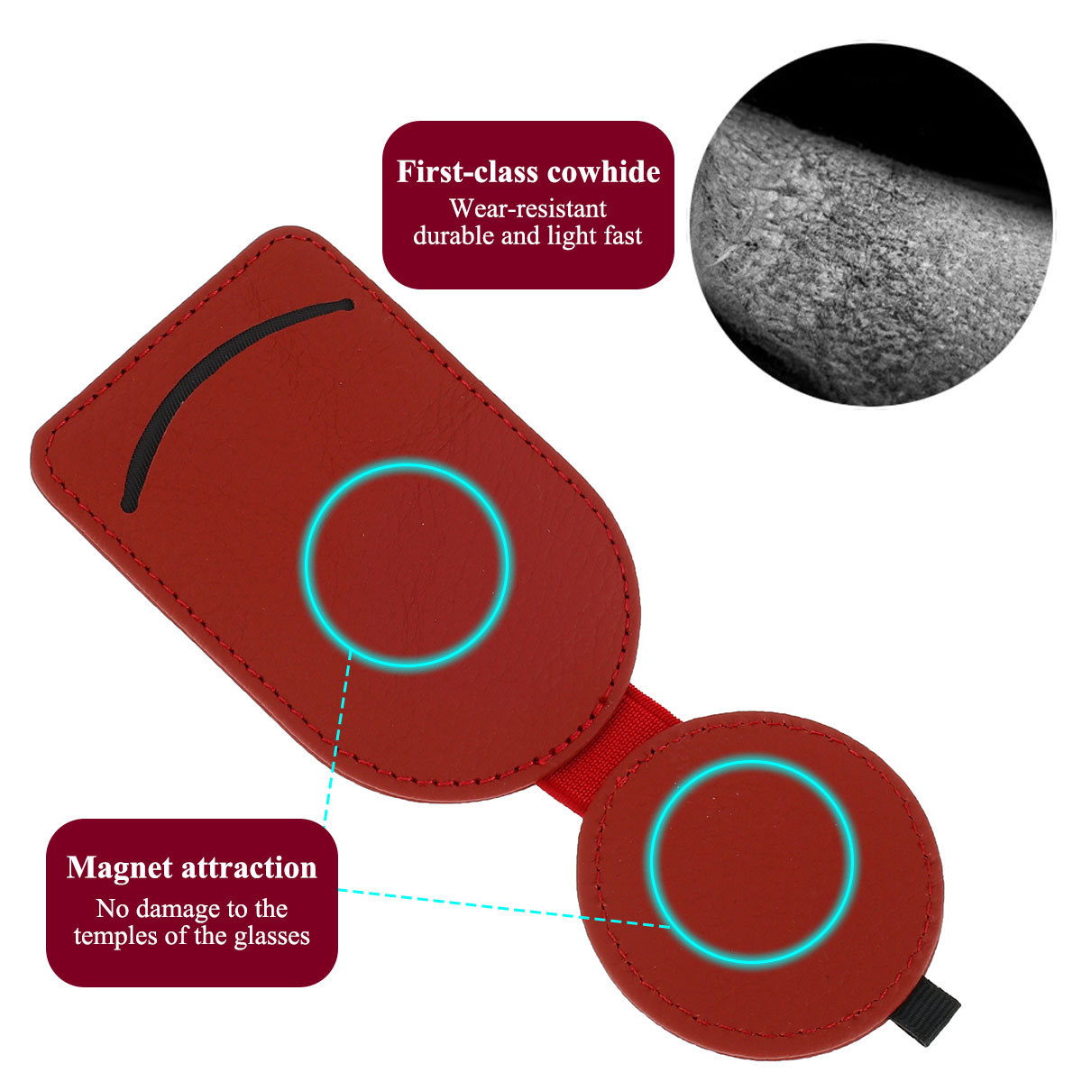 Real Cowhide Glasses Clip Multi-function Vehicle Sunglasses Box Bracket Sun Visor Card Storage