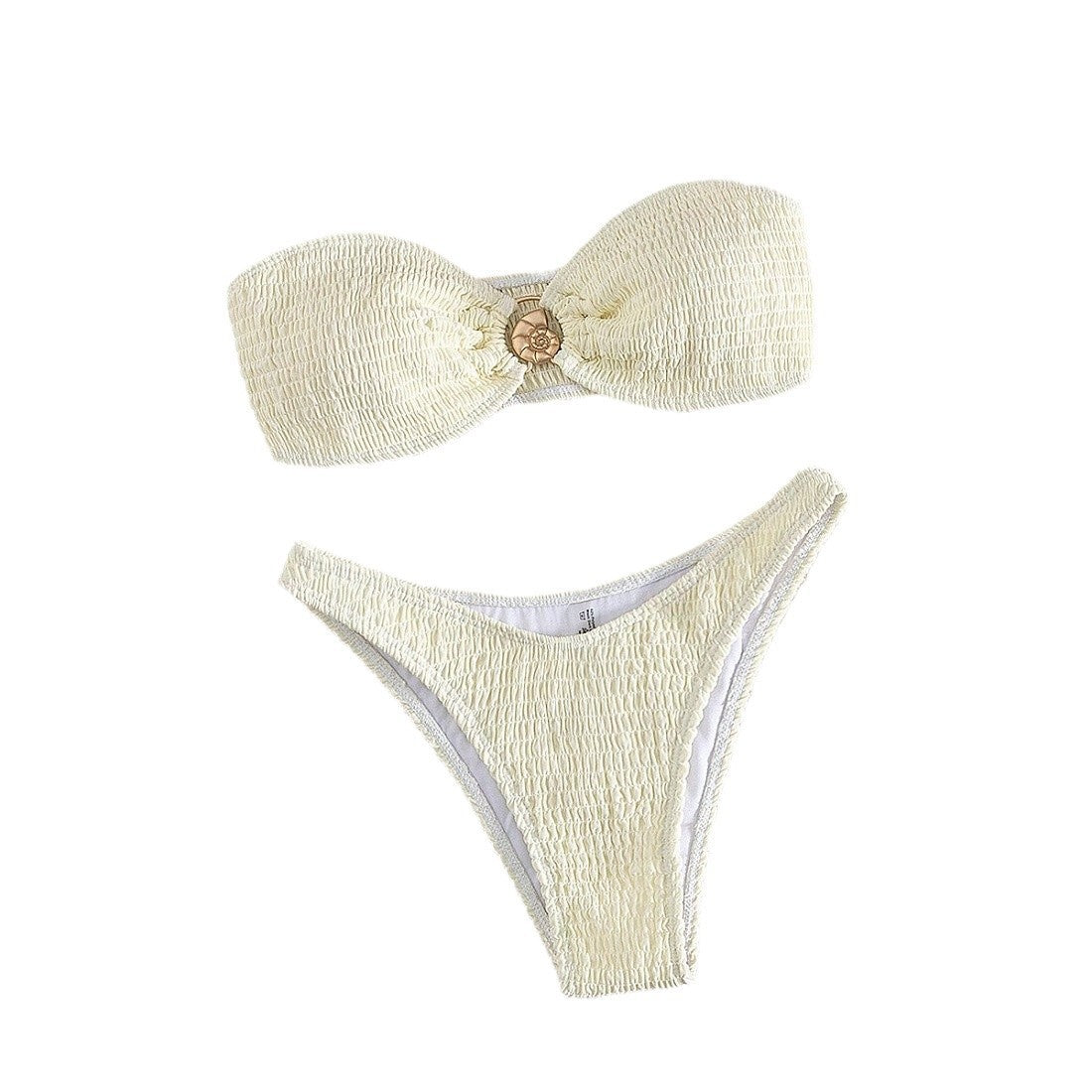 Womens Solid Color Two Piece Ruched Bikini Swimsuit Bikini