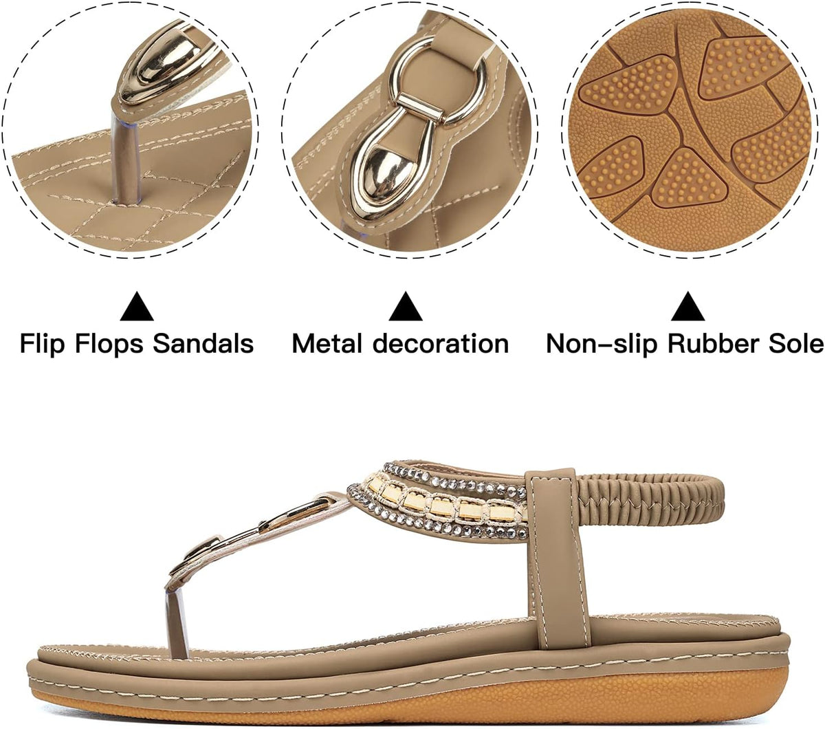 Womens Sandals Dressy Summer: Women Comfortable Walking Flat Bohemian T-Strap Ladies Casual Comfy Sandals