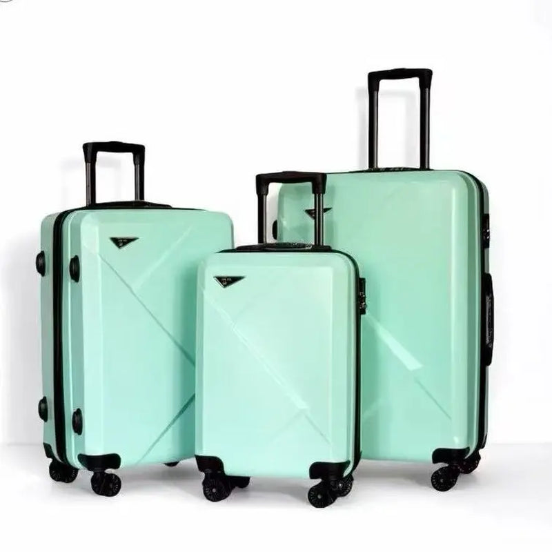 3Pcs Large-Capacity ABS+PC Hard Shell Luggage Set with Spinner Wheels & Security Locks 20"/24"/28" Suitcases Multi-Color Travel Bags for Family Travel White Mint Grey Skyblue Rose Golden