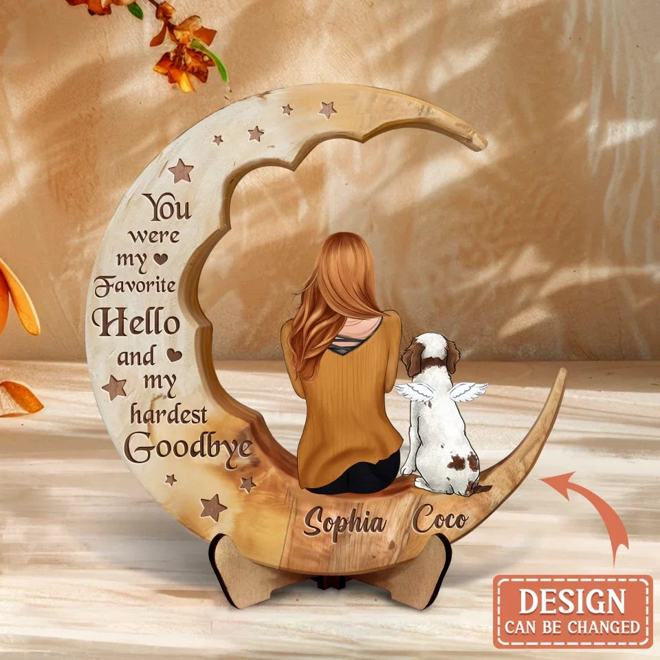 Personalized Pet Memorial Wooden Moon Art
