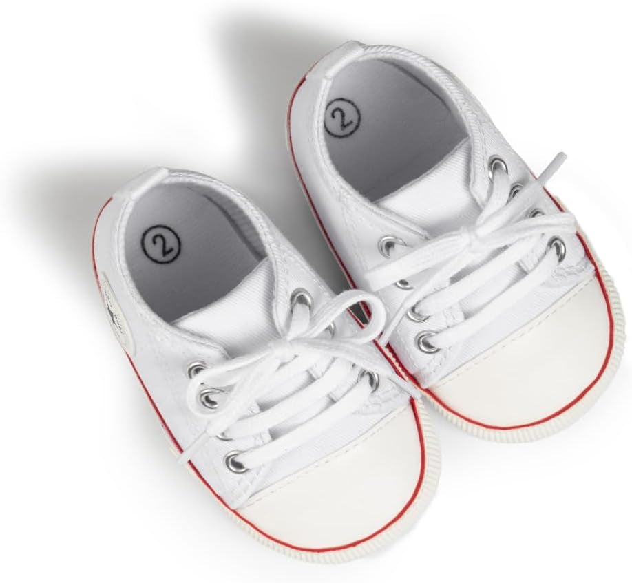 Unisex Baby Boy Girl Canvas Sneaker Soft Sole Ankle Infant First Walkers Crib Shoe