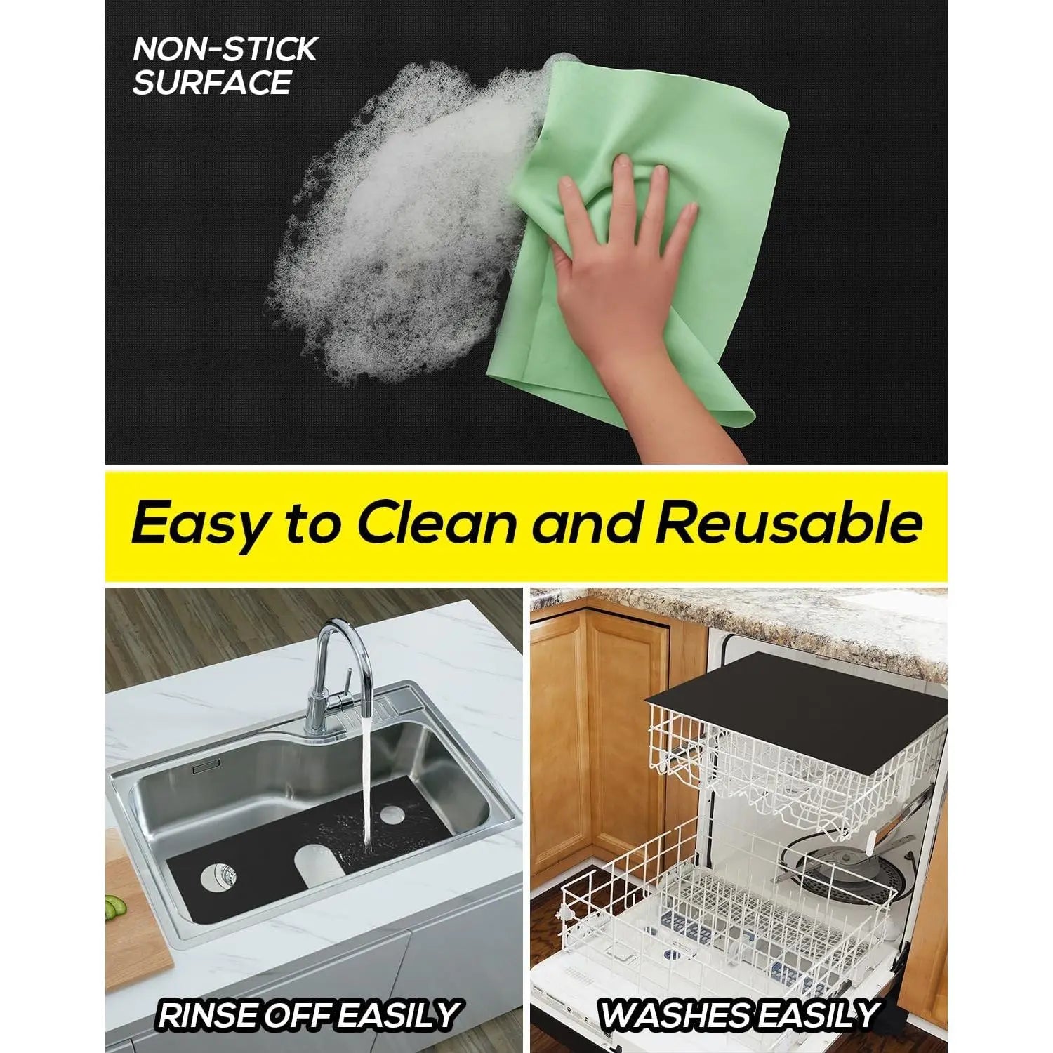 Gas Stove Silicone Burner Covers for Samsung Range Stove Guard Reusable Non-Stick Oven Liners Protectors Washable 24.4X16.3 Inch