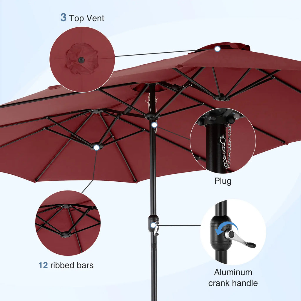 15Ft Large Patio Umbrella with Base Included, Rectangle Table Umbrella Outdoor Patio, outside Umbrellas for Deck, Market, Backyard