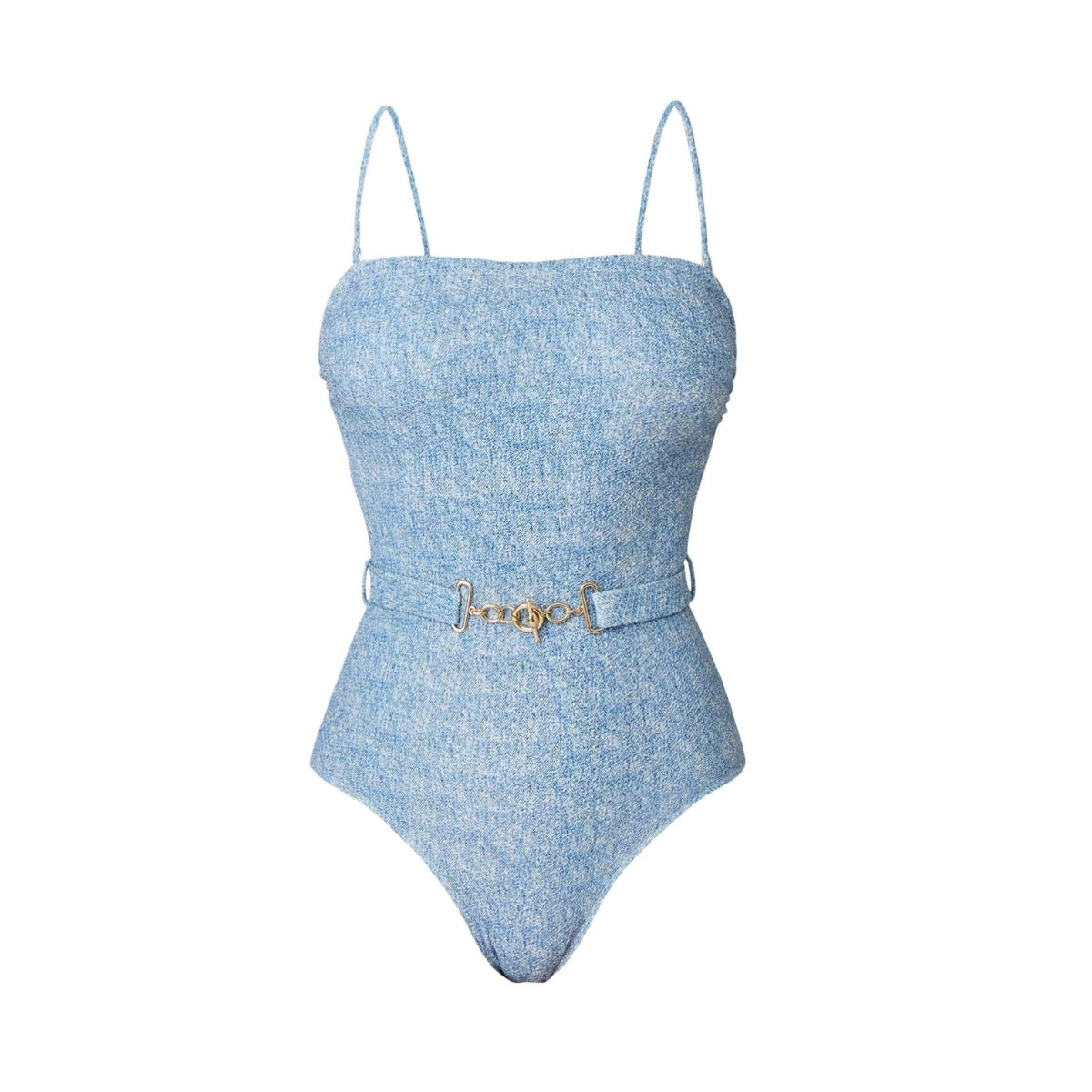 Triangular Sexy Denim Printed Two-Piece Swimsuit Set For Women
