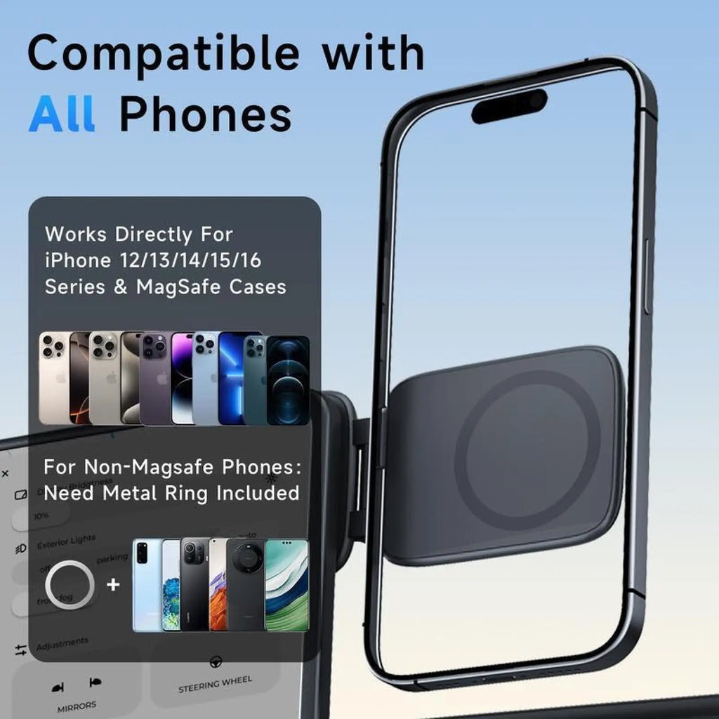 New Model Car Phone Holder: Foldable Magnetic Anti-Shake Navigation Stand, Universal Automotive Mount for Tesla & All Vehicles, Must-Have Driving Accessory with Strong Grip.