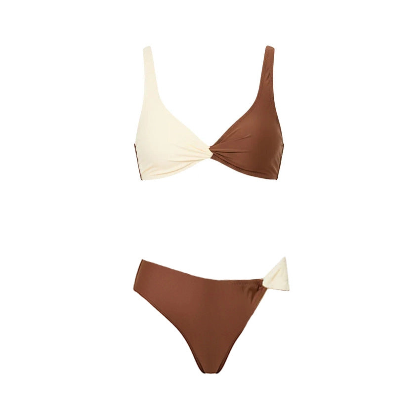 New Color-Block Simple High-End Split Swimsuit Set For Women