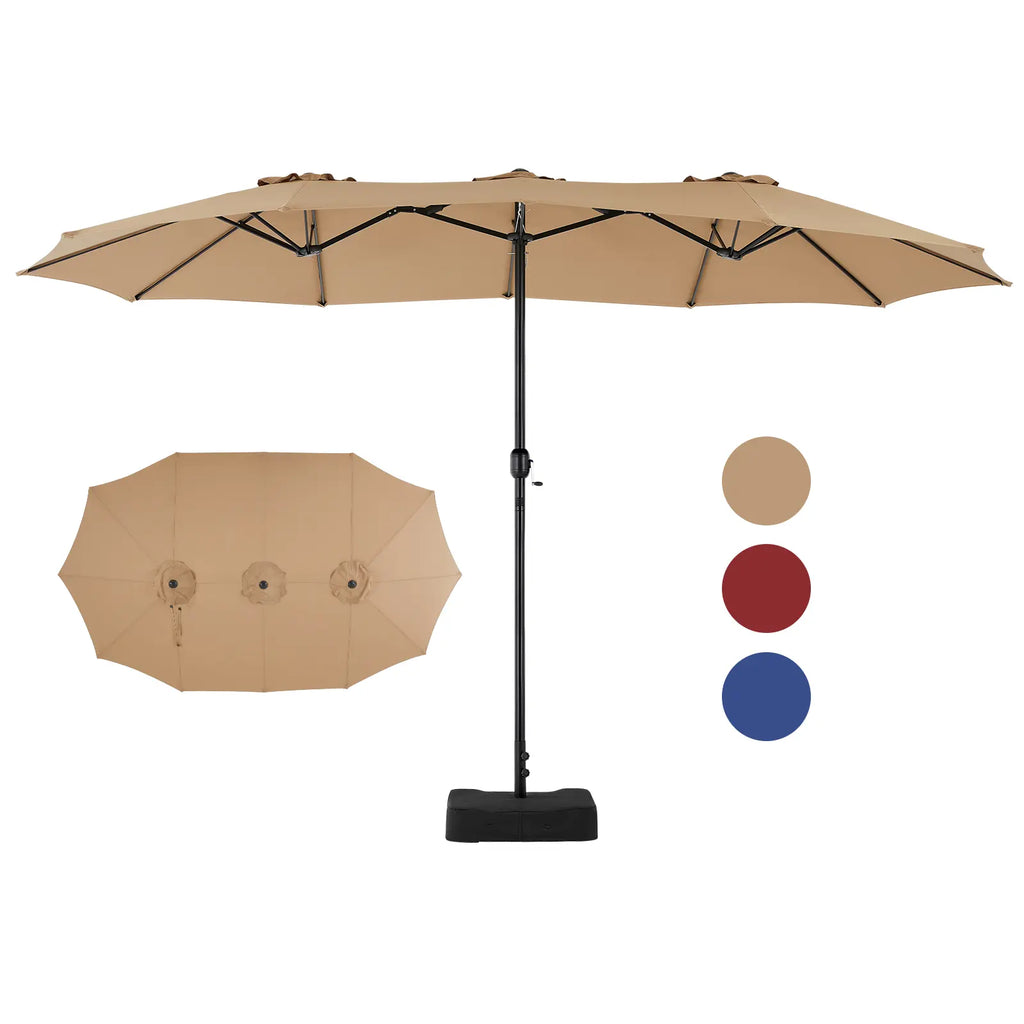 15Ft Large Patio Umbrella with Base Included, Rectangle Table Umbrella Outdoor Patio, outside Umbrellas for Deck, Market, Backyard