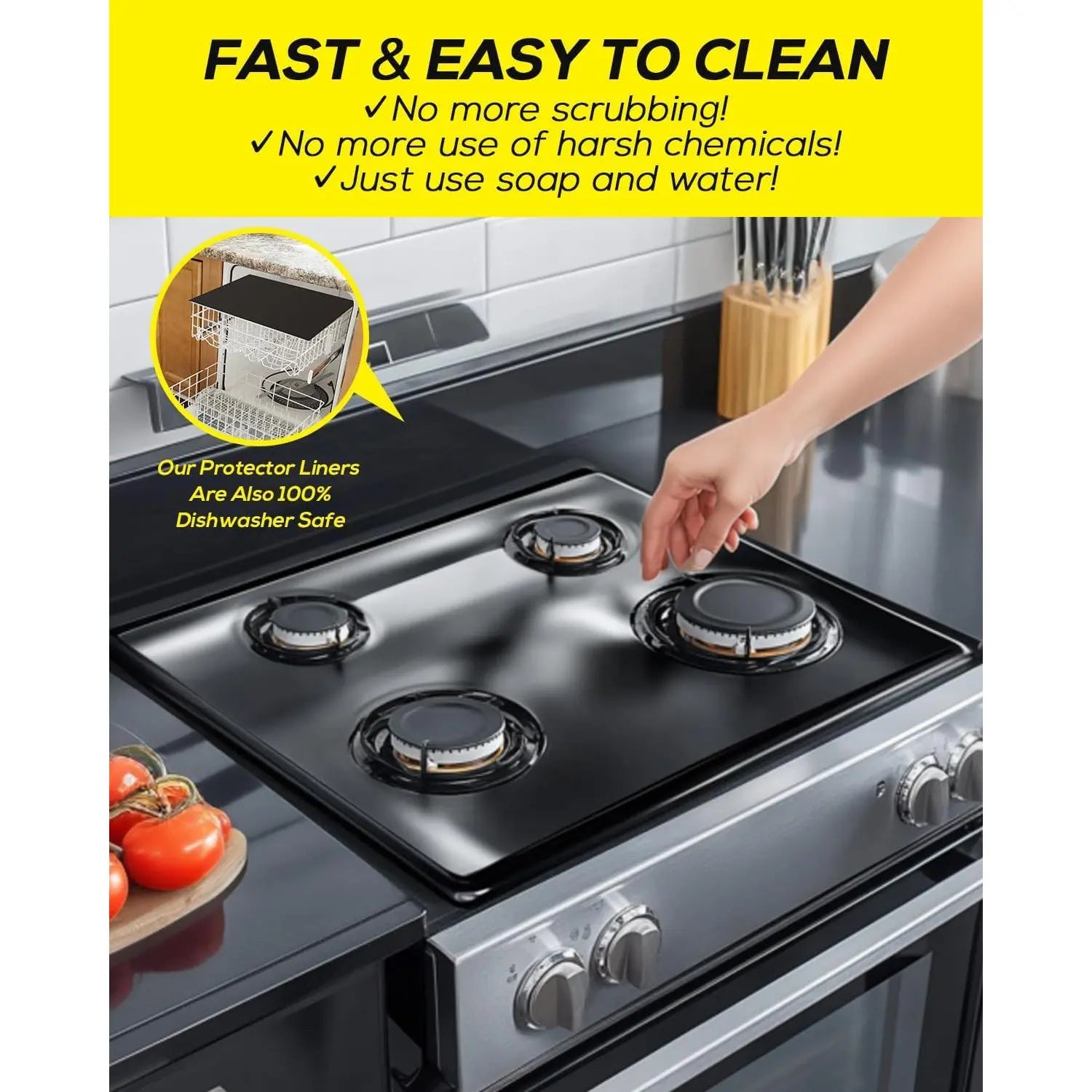 Gas Stove Silicone Burner Covers for Samsung Range Stove Guard Reusable Non-Stick Oven Liners Protectors Washable 24.4X16.3 Inch