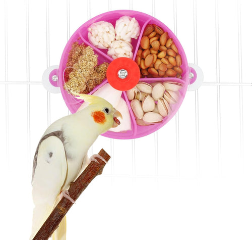 Bird Creative Foraging System Wheel Seed Food Ball Rotate Training Toy for Small and Medium Parrots Parakeet Cockatiel Conure