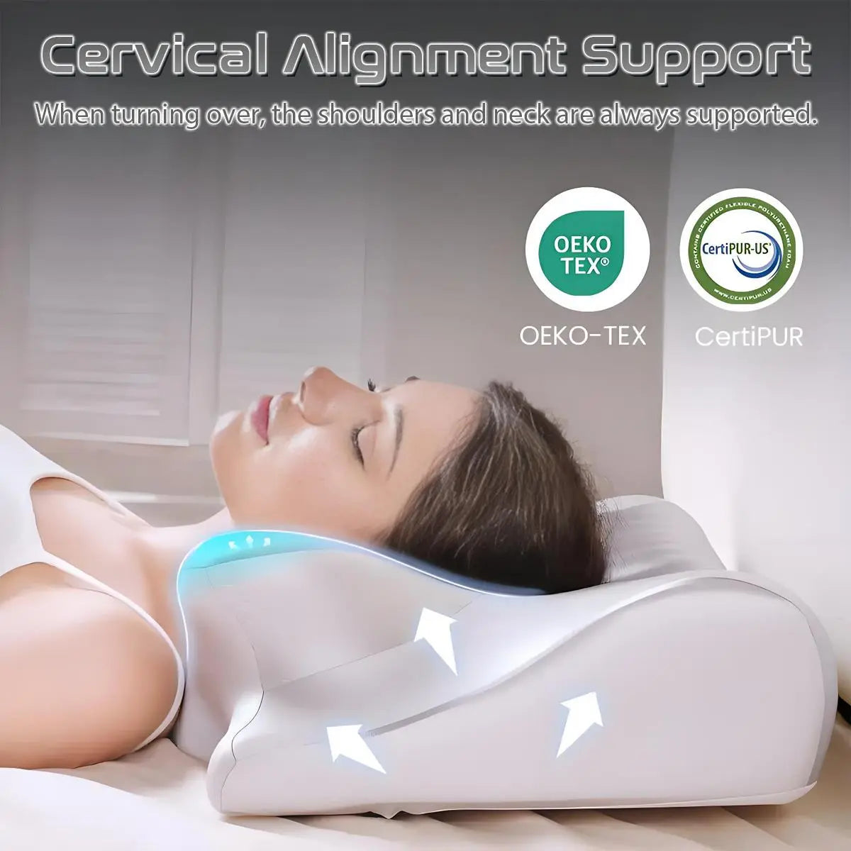 Orthopedic Neck Support Pillow for Sleeping, 3D Butterfly Memory Foam Pillow for Neck Pain Relief & Posture Correction, Breathable Cooling Cervical Pillow for Side Back Sleepers, Shoulder Spine Alignment Bed Pillow for Adults Bedroom