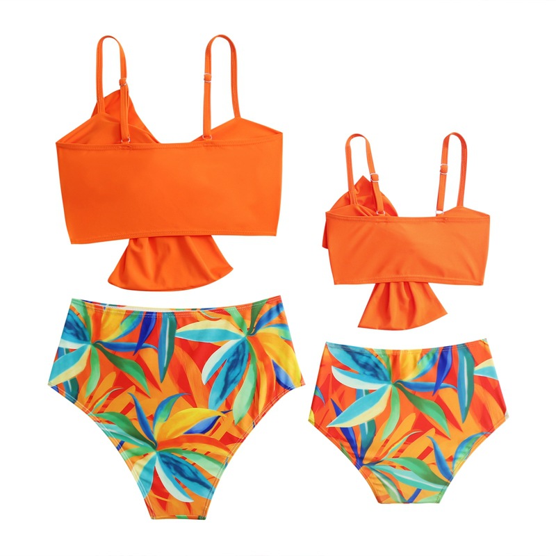 Women's Big Bow Bikini Print Swim Trunks Set