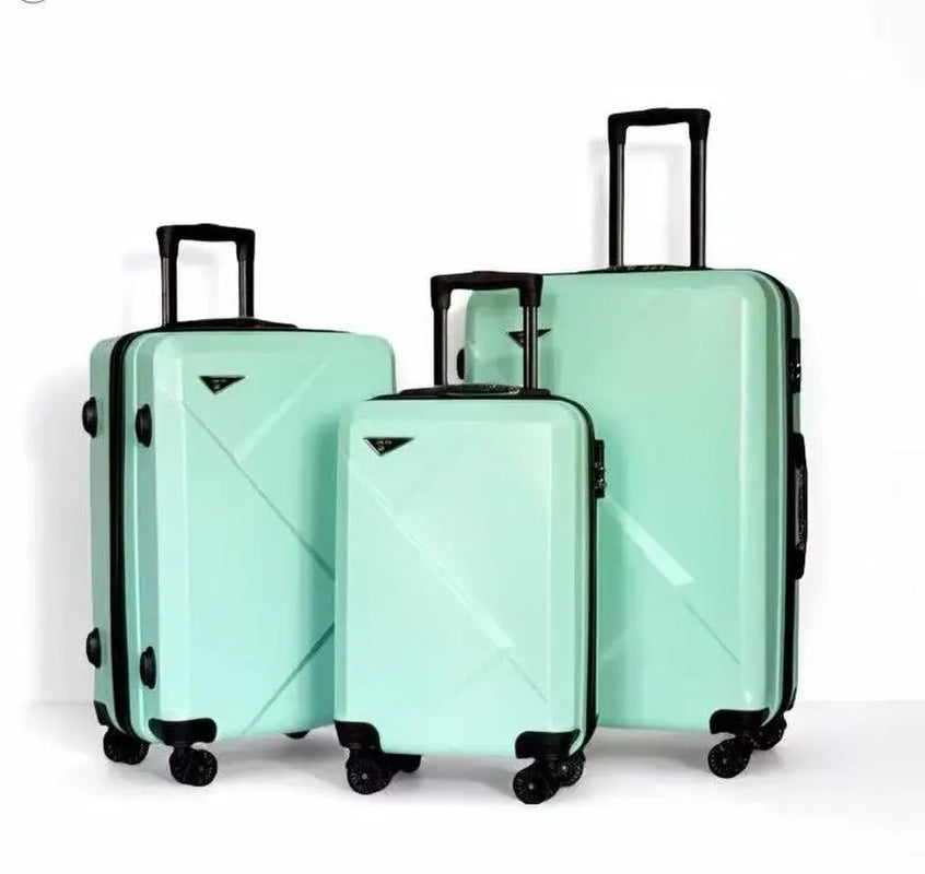 3Pcs Large-Capacity ABS+PC Hard Shell Luggage Set with Spinner Wheels & Security Locks 20"/24"/28" Suitcases Multi-Color Travel Bags for Family Travel White Mint Grey Skyblue Rose Golden