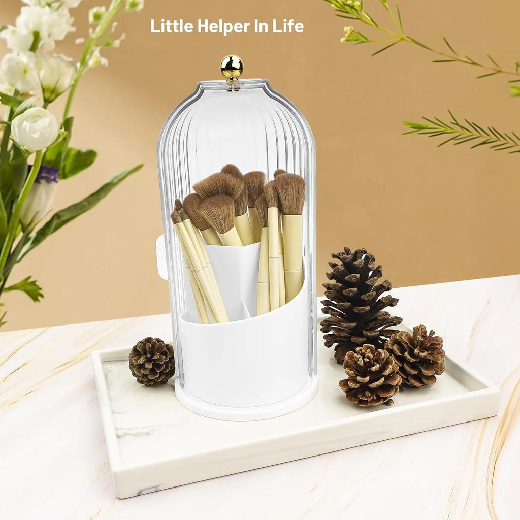 1 Toothbrush Storage Box with a Transparent Cover, 360° Rotating Sliding Opening, Dust-Proof and Water-Resistant, Suitable for Bathrooms, Bedrooms and Dressing Tables.