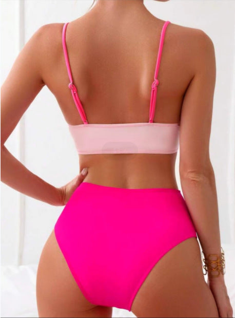 Color-Block Split Bikini Swimsuit