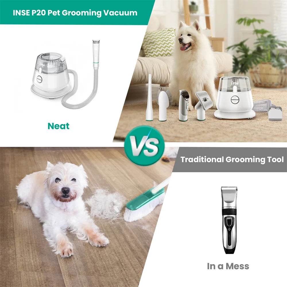 Kit de toilettage pour animaux de compagnie INSE P20 et aspiration sous vide pour le nettoyage des poils