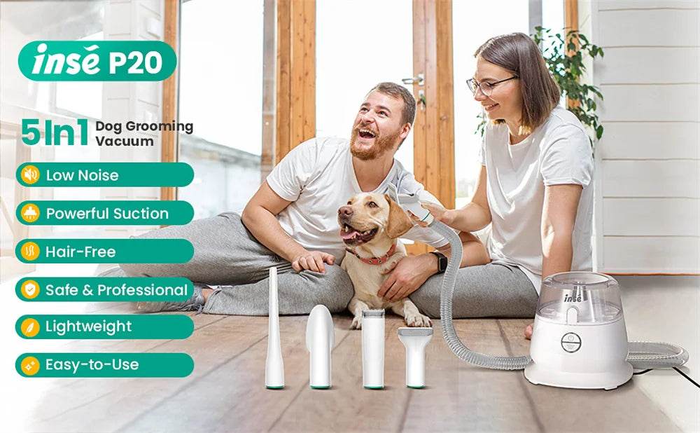 Kit de toilettage pour animaux de compagnie INSE P20 et aspiration sous vide pour le nettoyage des poils