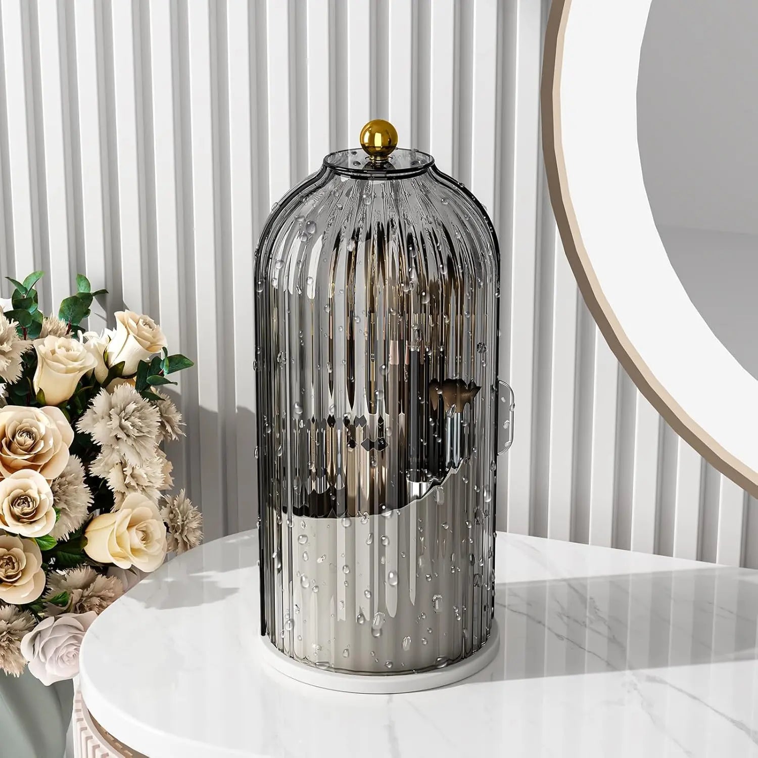 1 Toothbrush Storage Box with a Transparent Cover, 360° Rotating Sliding Opening, Dust-Proof and Water-Resistant, Suitable for Bathrooms, Bedrooms and Dressing Tables.