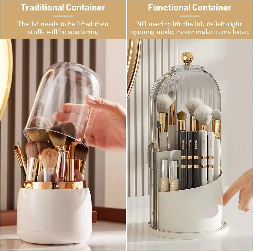 1 Toothbrush Storage Box with a Transparent Cover, 360° Rotating Sliding Opening, Dust-Proof and Water-Resistant, Suitable for Bathrooms, Bedrooms and Dressing Tables.