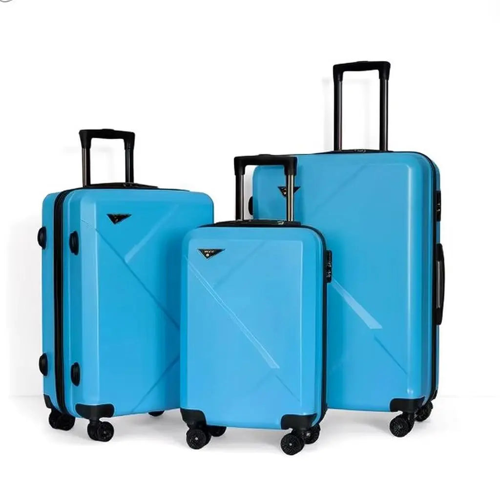 3Pcs Large-Capacity ABS+PC Hard Shell Luggage Set with Spinner Wheels & Security Locks 20"/24"/28" Suitcases Multi-Color Travel Bags for Family Travel White Mint Grey Skyblue Rose Golden