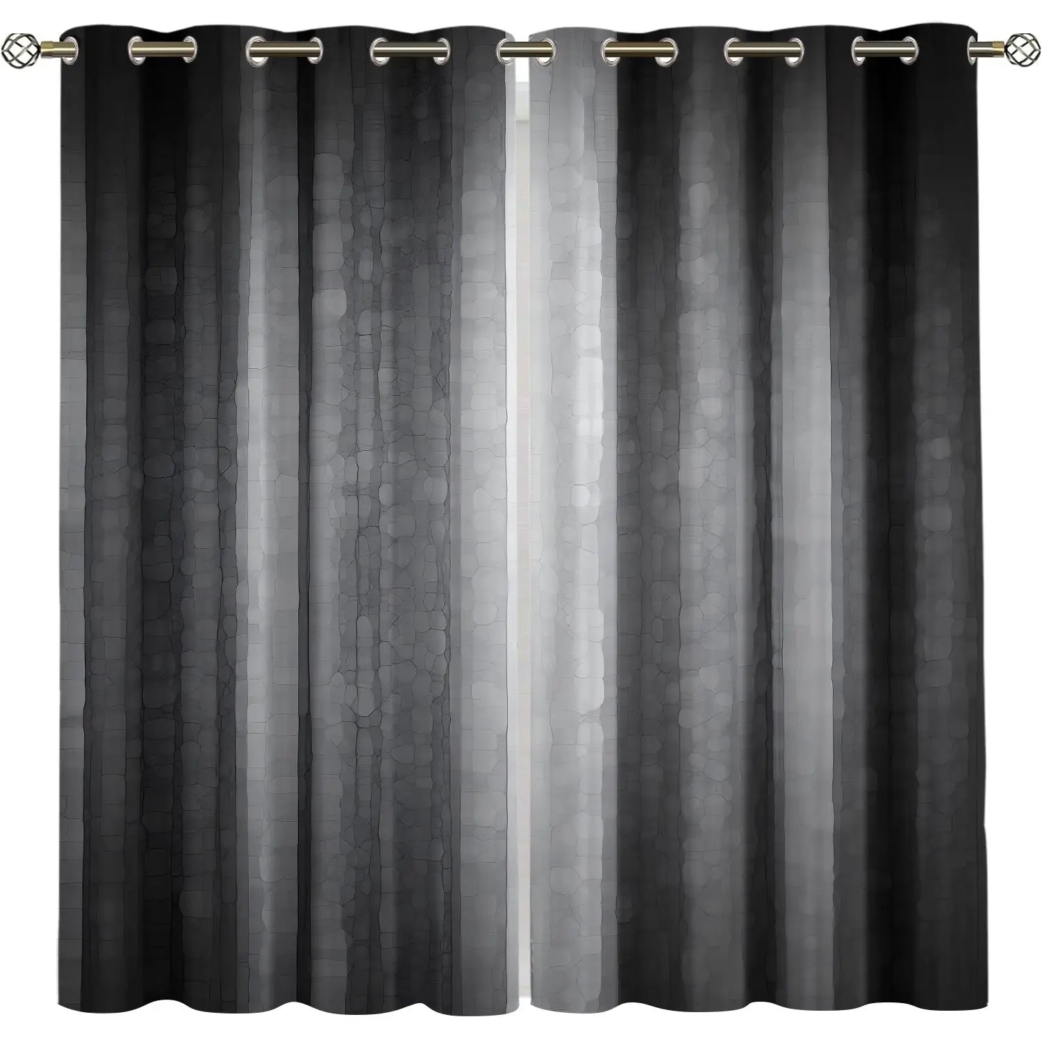 2 Piece Gradient High-End Bedroom Half Light Blocking Curtains, Semi Transparent Polyester Material, Year-Round Window Decor