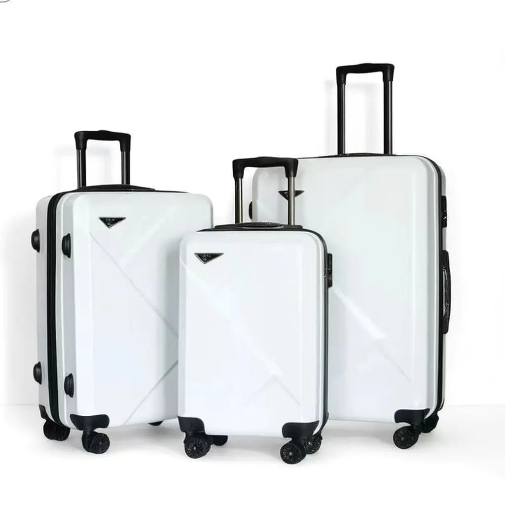 3Pcs Large-Capacity ABS+PC Hard Shell Luggage Set with Spinner Wheels & Security Locks 20"/24"/28" Suitcases Multi-Color Travel Bags for Family Travel White Mint Grey Skyblue Rose Golden