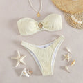 Womens Solid Color Two Piece Ruched Bikini Swimsuit Bikini