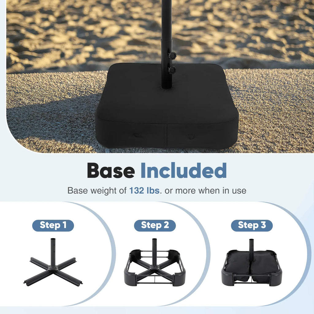 15Ft Large Patio Umbrella with Base Included, Rectangle Table Umbrella Outdoor Patio, outside Umbrellas for Deck, Market, Backyard