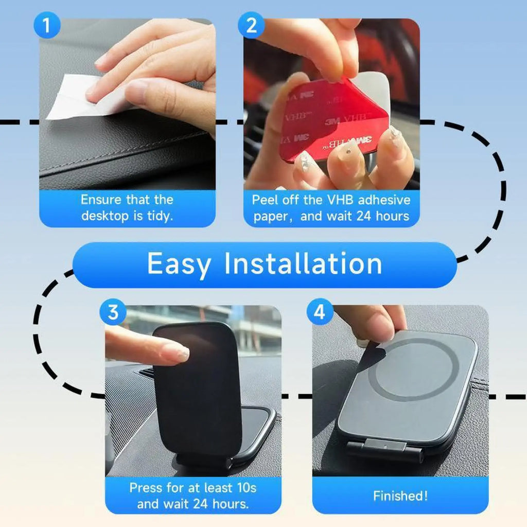 New Model Car Phone Holder: Foldable Magnetic Anti-Shake Navigation Stand, Universal Automotive Mount for Tesla & All Vehicles, Must-Have Driving Accessory with Strong Grip.