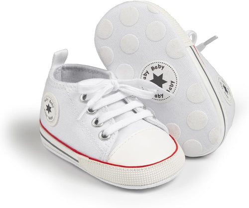 Unisex Baby Boy Girl Canvas Sneaker Soft Sole Ankle Infant First Walkers Crib Shoe