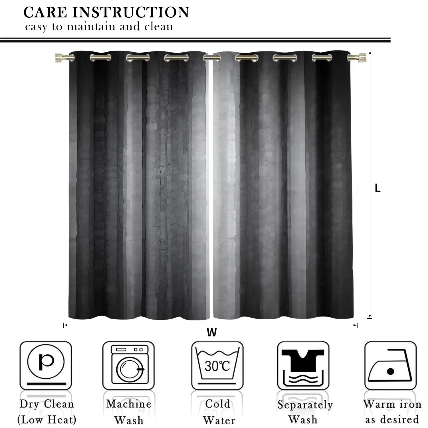 2 Piece Gradient High-End Bedroom Half Light Blocking Curtains, Semi Transparent Polyester Material, Year-Round Window Decor